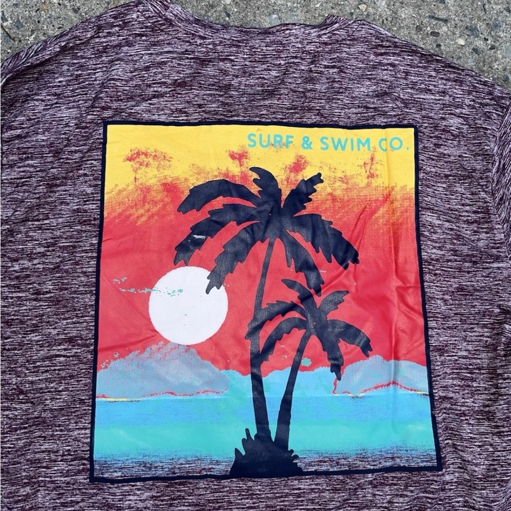Surf & Swim Co UPF 50+ Long Sleeve Swim Tee Sky And Palms M NWT - Picture 9 of 10